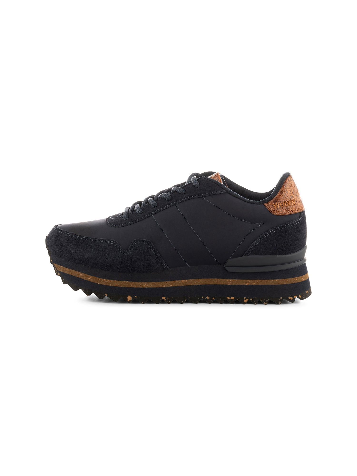 Nora III Leather Plateau - Dark Navy