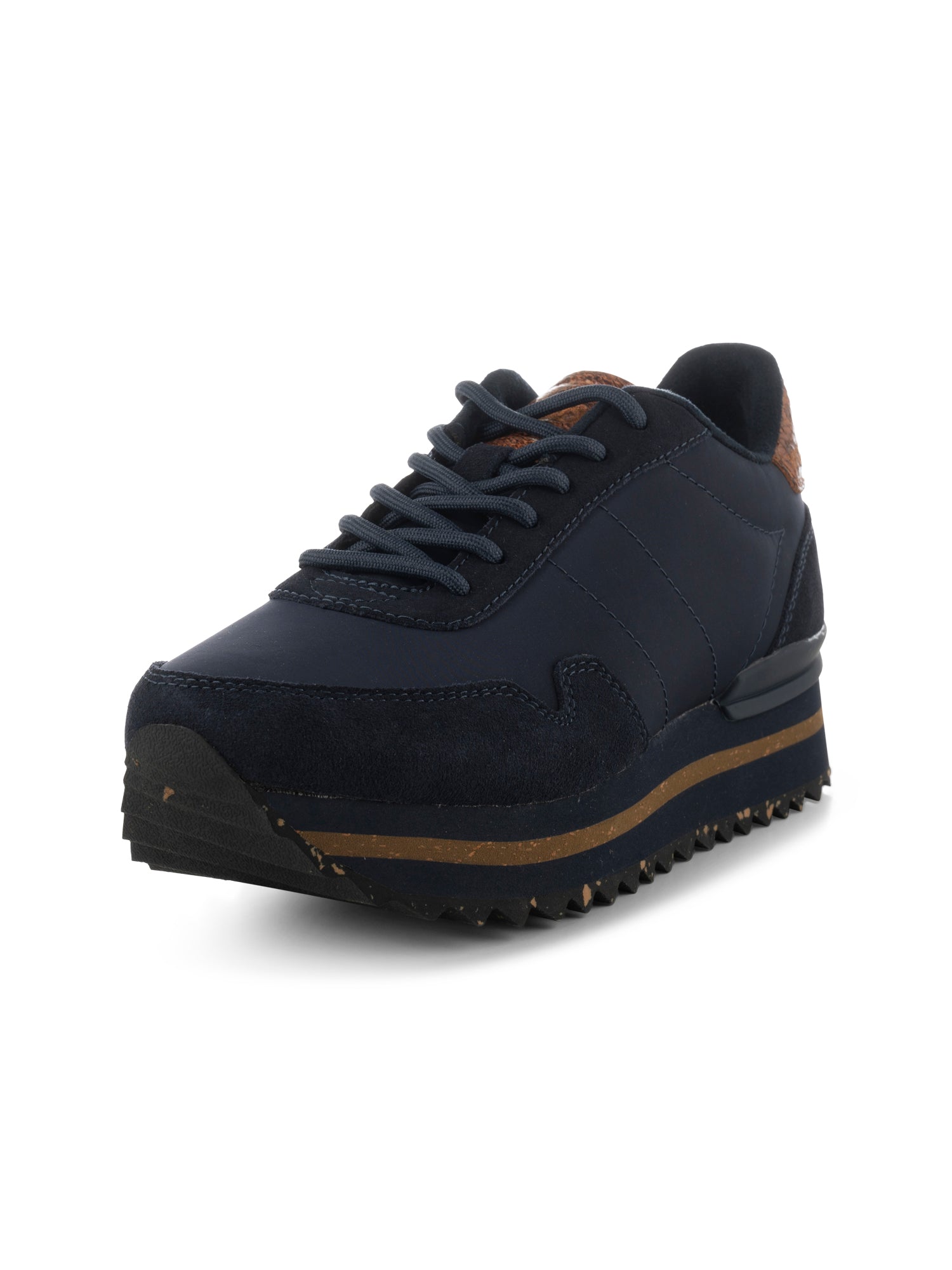 Nora III Leather Plateau - Dark Navy
