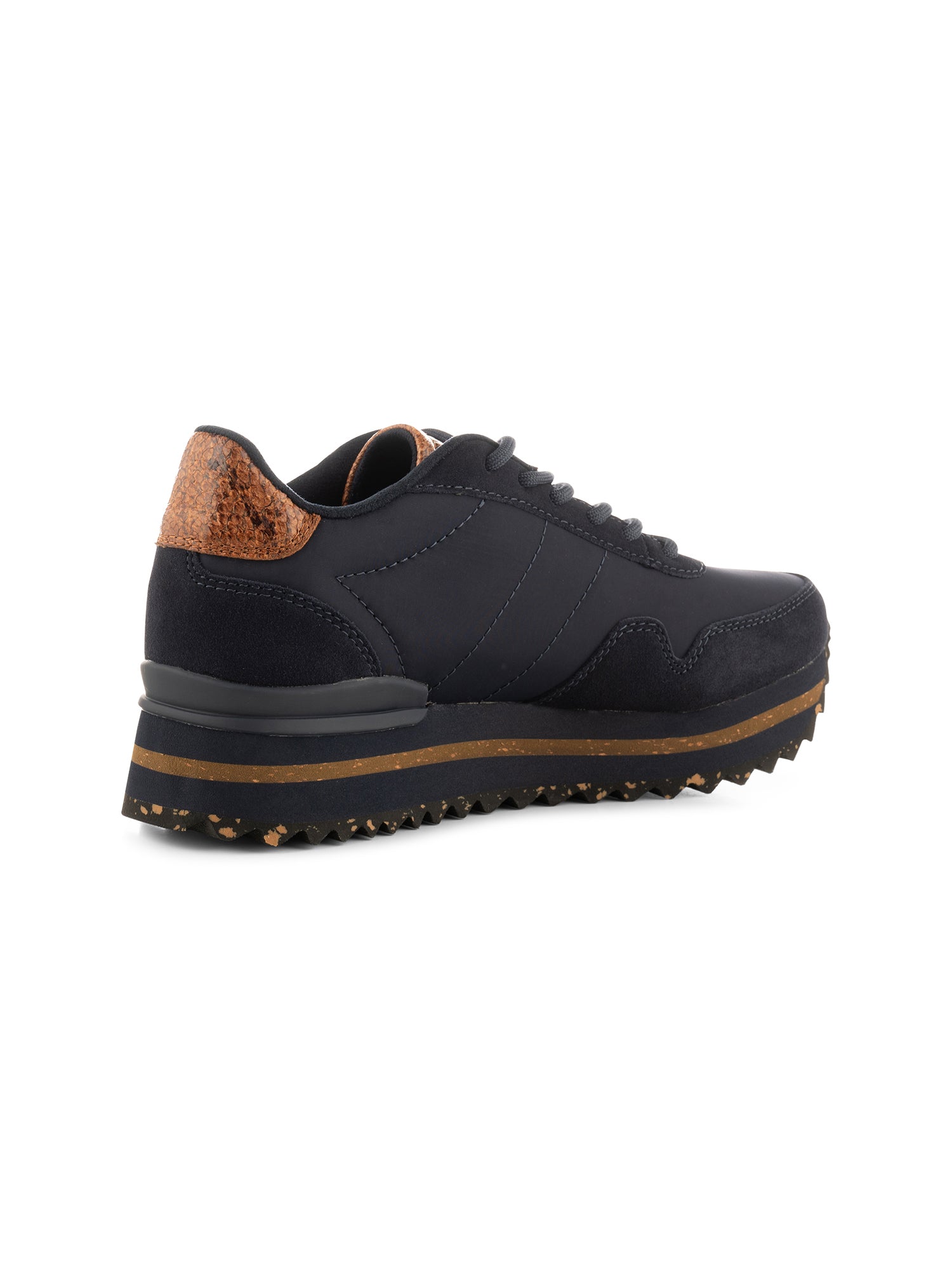 Nora III Leather Plateau - Dark Navy