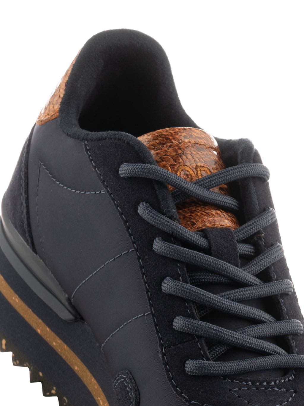 Nora III Leather Plateau - Dark Navy