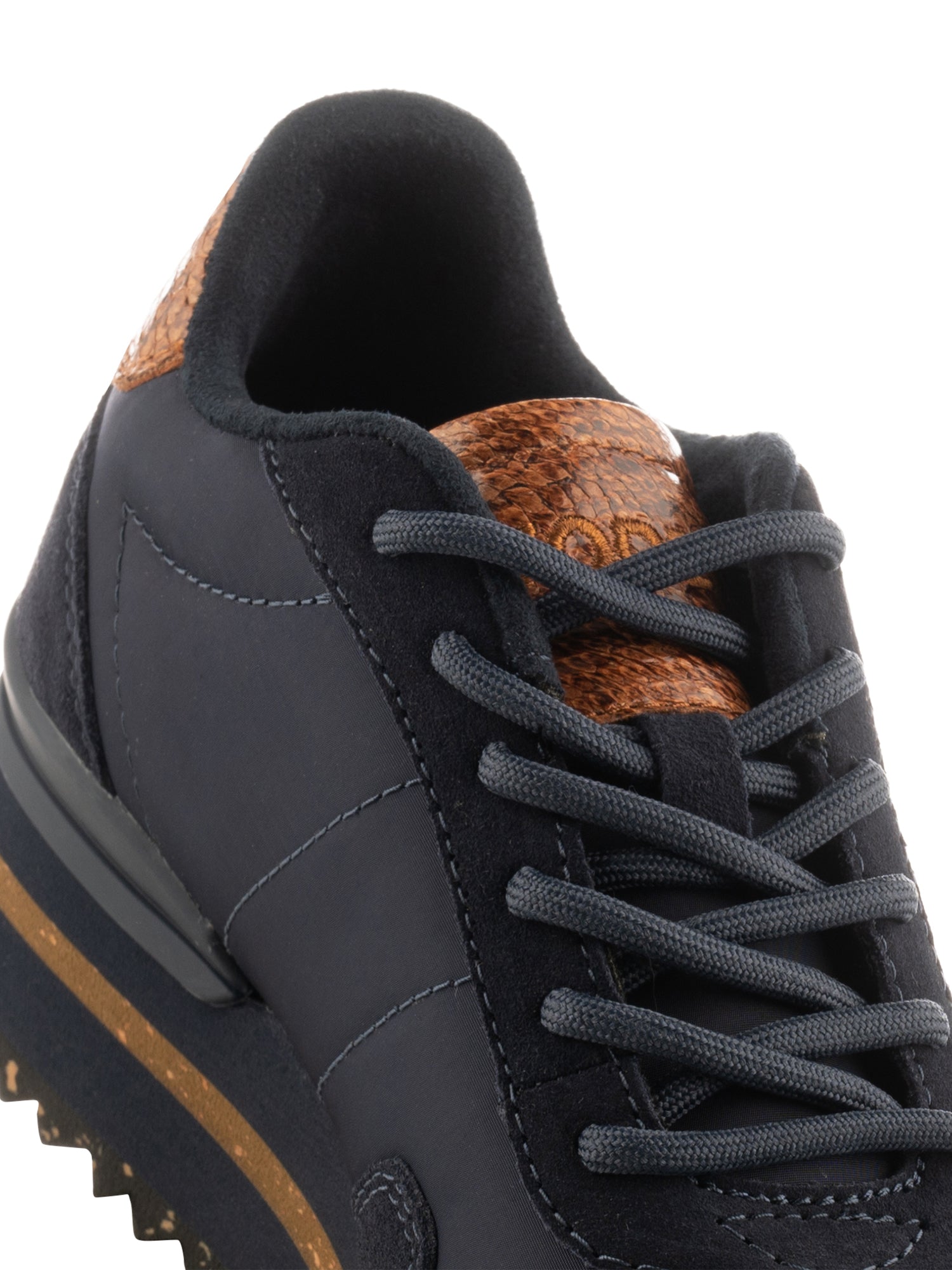 Nora III Leather Plateau - Dark Navy